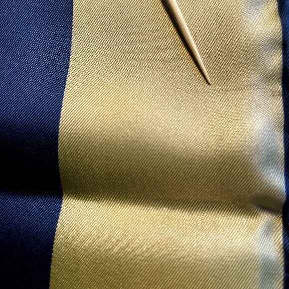 Vintage Burberrys of London Silk Scarf – Navy & Gold Geometric Border - Picture 11 of 11